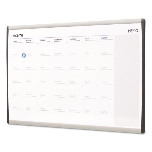 Quartet Arc Frame Cubicle Magnetic Dry Erase Calendar, One Month Format, 30 X 18, White Surface, Silver Aluminum Frame