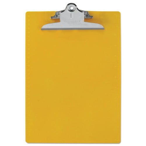 Saunders Recycled Plastic Clipboard With Ruler Edge, 1" Clip Capacity, Holds 8.5 X 11 Sheets, Yellow