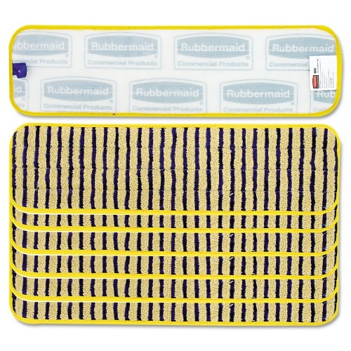 Rubbermaid Commercial Microfiber Scrubber Pad, Vertical Polyprolene Stripes, 18", Yellow, 6/Carton
