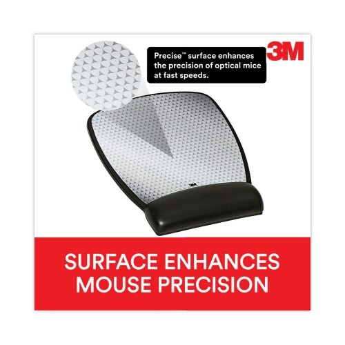 3M Precise Leatherette Mouse Pad W/Standard Wrist Rest, 6-3/4 X 8-3/5, Black