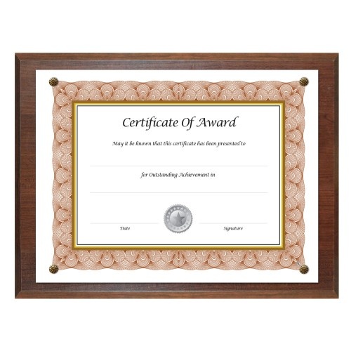 Nudell Award-A-Plaque Document Holder, Acrylic/Plastic, 10.5 X 13, Walnut