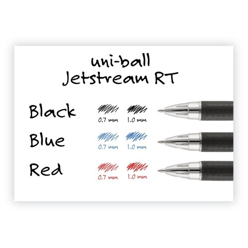 Uni-Ball Jetstream Retractable Ballpoint Pen, Bold 1 Mm, Red Ink, Black Barrel