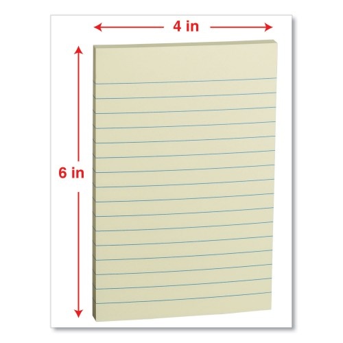Universal SelfStick Note Pads, Note Ruled, 4" X 6", Assorted Pastel