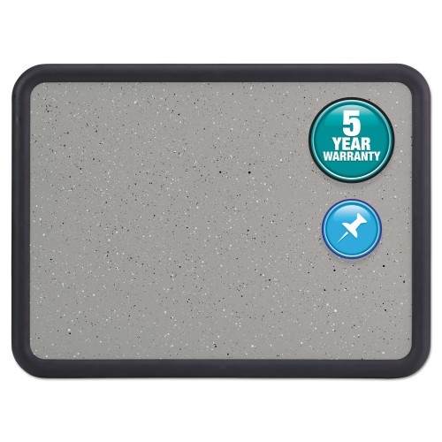 Quartet Contour Granite Board, 48 X 36, Granite Gray Surface, Black Plastic Frame