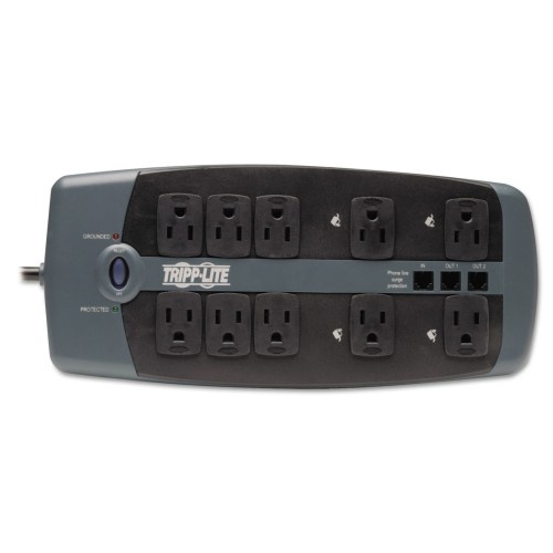 Tripp Lite Protect It! Surge Protector, 10 Ac Outlets, 8 Ft Cord, 2,395 J, Black