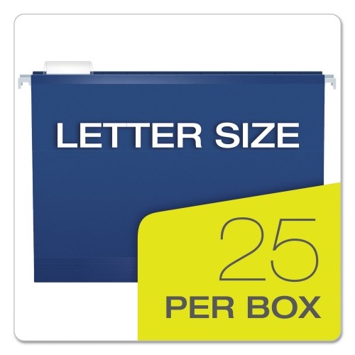Pendaflex Colored Reinforced Hanging Folders, Letter Size, 1/5-Cut Tab, Navy, 25/Box