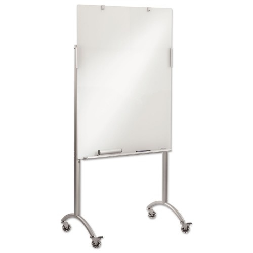 Iceberg Clarity Mobile Easel With Integrated Glass Marker Board, 36 X 48 X 72, Steel