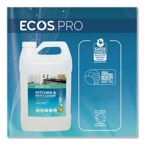 Ecos Pro Parsley Plus All-Purpose Kitchen & Bathroom Cleaner, Herbal Scent, 1 Gal Bottle