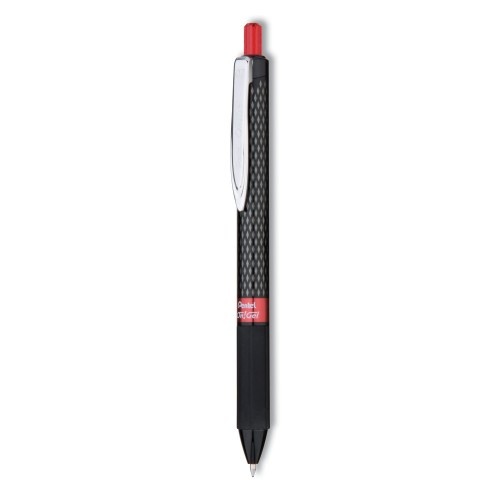 Pentel Oh! Gel Pen, Retractable, Medium 0.7 Mm, Red Ink, Black Barrel, Dozen