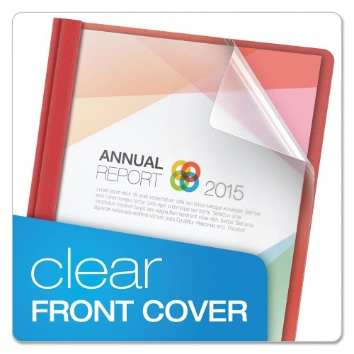 Oxford Clear Front Report Cover, 3 Fasteners, Letter, Assorted Colors, 25/Box