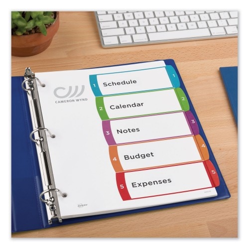 Avery Customizable Toc Ready Index Multicolor Tab Dividers, 5-Tab, 1 To 5, 11 X 8.5, White, Contemporary Color Tabs, 1 Set