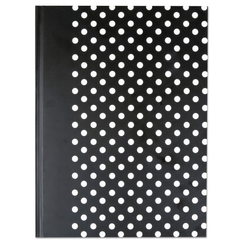 Universal Casebound Hardcover Notebook, Wide/Legal Rule, Black/White Dots, 10.25 X 7.68, 150 Sheets