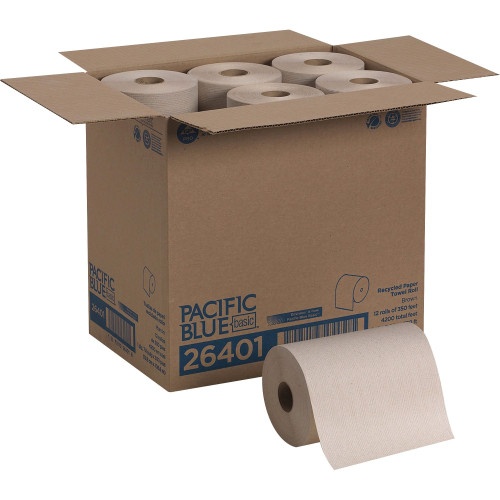 Georgia Pacific Professional Pacific Blue Basic Nonperforated Paper Towels, 1-Ply, 7.88 X 350 Ft, Brown, 12 Rolls/Carton