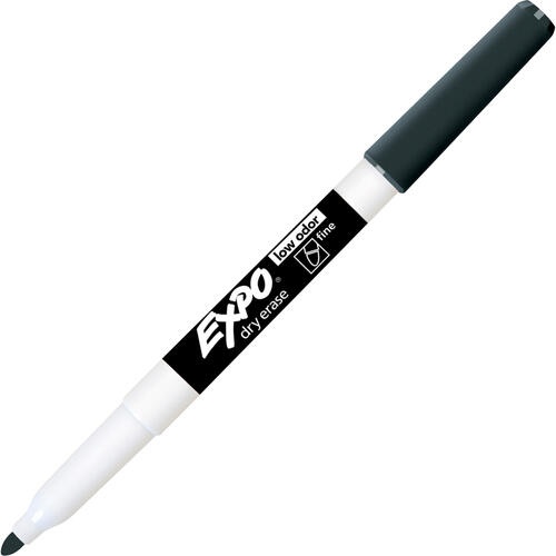 Low-Odor Dry-Erase Marker, Extra-Fine Bullet Tip, Black, 4/Pack