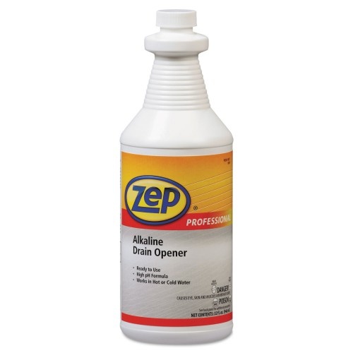 Zep Alkaline Drain Opener Quart Bottle, 12/Carton
