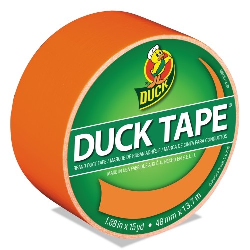 Duck Colored Duct Tape, 3" Core, 1.88" X 15 Yds, Neon Orange