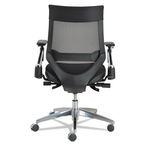 Alera Eb-W Series Pivot Arm Multifunction Mesh Chair, Supports 275 Lb, 18.62" To 22.32" Seat, Black Seat/Back, Aluminum Base