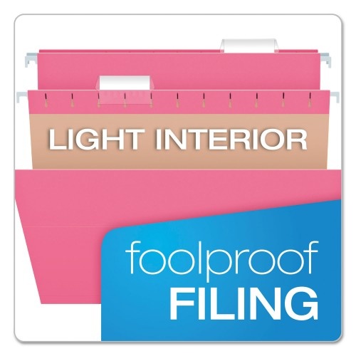 Pendaflex Colored Hanging Folders, Letter Size, 1/5-Cut Tab, Pink, 25/Box