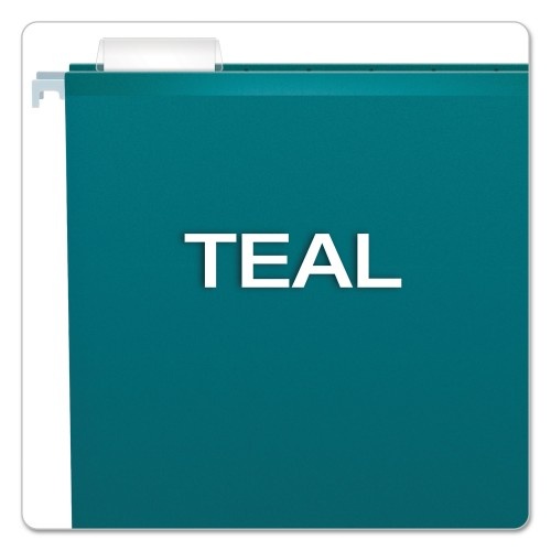Pendaflex Colored Reinforced Hanging Folders, Letter Size, 1/5-Cut Tab, Teal, 25/Box