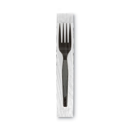 Dixie Grabn Go Wrapped Cutlery, Forks, Black, 90/Box