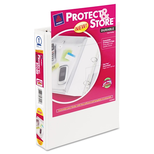 Avery Mini Size Protect And Store View Binder With Round Rings, 3 Rings, 1" Capacity, 8.5 X 5.5, White
