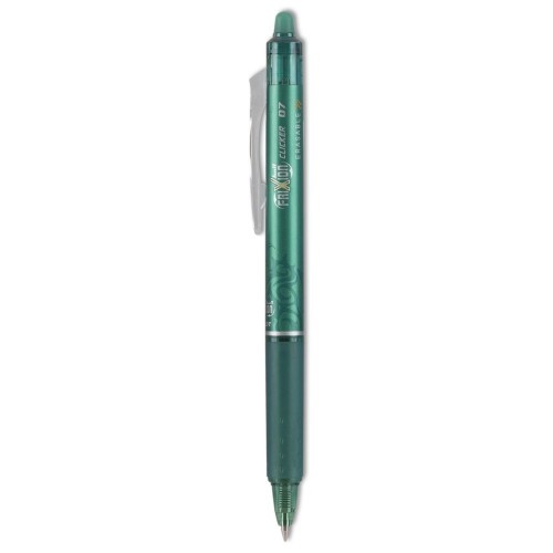 Pilot Frixion Clicker Erasable Gel Pen, Retractable, Fine 0.7 Mm, Green Ink, Green Barrel, Dozen