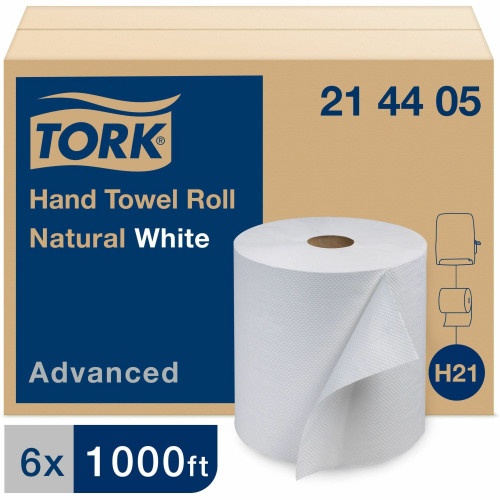 Tork Advanced Hardwound Roll Towel, 1-Ply, 7.88" X 1,000 Ft, White, 6 Rolls/Carton