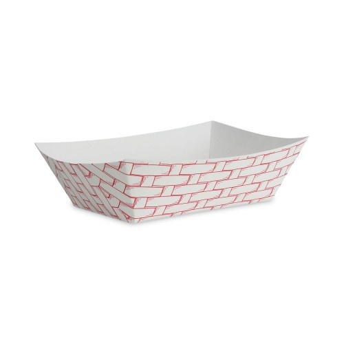 Boardwalk Paper Food Baskets, 3 Lb Capacity, Red/White, 500/Carton
