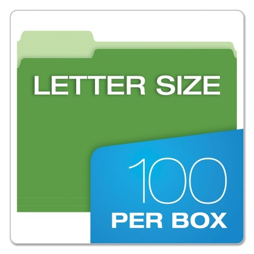 Pendaflex Colored File Folders, 1/3-Cut Tabs, Letter Size, Green/Light Green, 100/Box