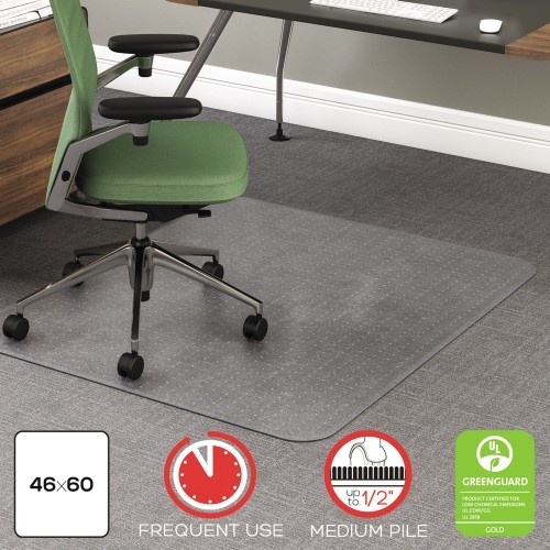 Deflecto Rollamat Frequent Use Chair Mat, Medium Pile Carpet, Flat, 46 X 60, Rectangle, Clear