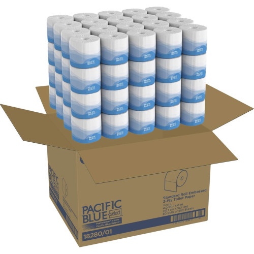 Georgia Pacific Professional Pacific Blue Select Bathroom Tissue, Septic Safe, 2-Ply, White, 550 Sheets/Roll, 80 Rolls/Carton