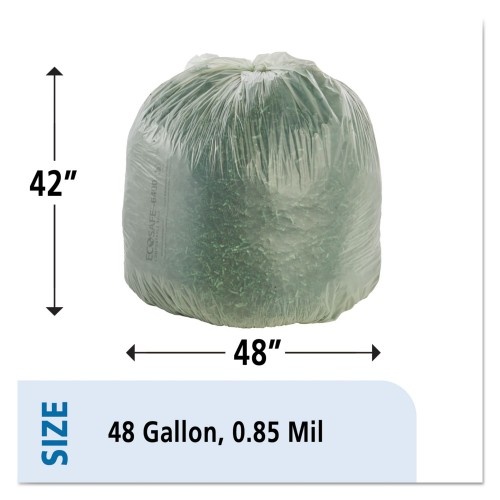 Stout By Envision Ecosafe-6400 Bags, 48 Gal, 0.85 Mil, 42" X 48", Green, 40/Box