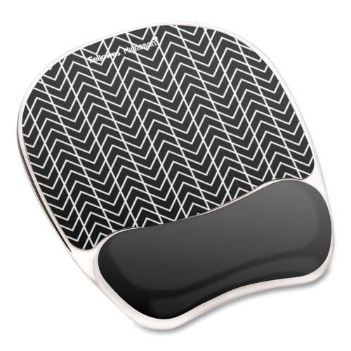 Fellowes Photo Gel Mouse Pad With Wrist Rest With Microban Protection, 7.87 X 9.25, Chevron Design