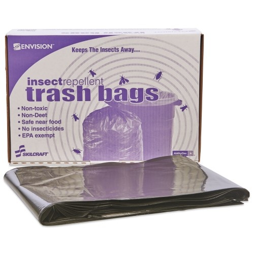 Abilityone 810501 Skilcraft Insect Repellent Trash Bags, 45 Gal, 2 Mil, 40 X 45, Black, 65/Box