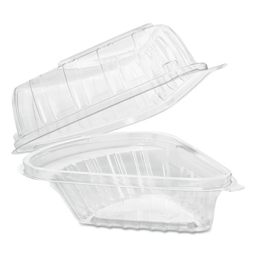 Dart Showtime Clear Hinged Containers, Pie Wedge, 6 2/3 Oz, Plastic, 125/Pk, 2 Pk/Ct