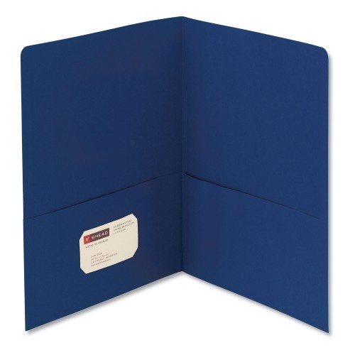 Smead Two-Pocket Folder, Textured Paper, 100-Sheet Capacity, 11 X 8.5, Dark Blue, 25/Box