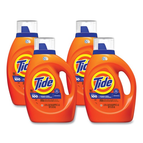 Tide He Laundry Detergent, Original Scent, Liquid, 64 Loads, 92 Oz Bottle, 4/Carton