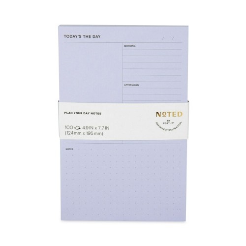 Noted By Post-It Brand Adhesive Daily Planner Sticky-Note Pads, Daily Planner Format, 4.9" X 7.7", Blue, 100 Sheets/Pad