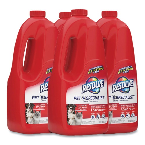 Resolve Pet Specialist Stain And Odor Remover, Citrus, 60 Oz Refill Pour Bottle, 4/Carton