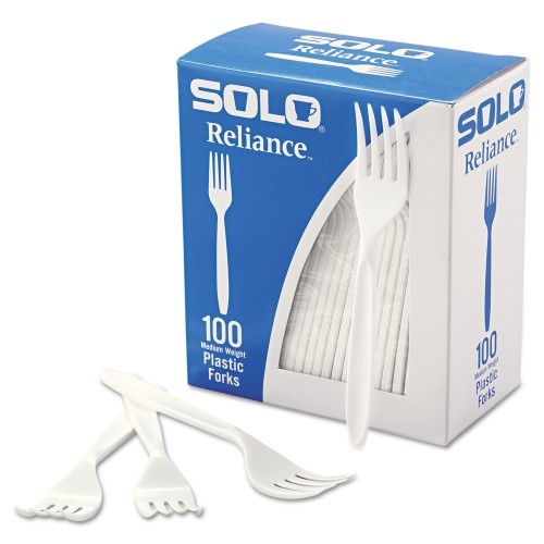 Solo Reliance Mediumweight Cutlery, Fork, White, 100/Box, 1,000/Carton