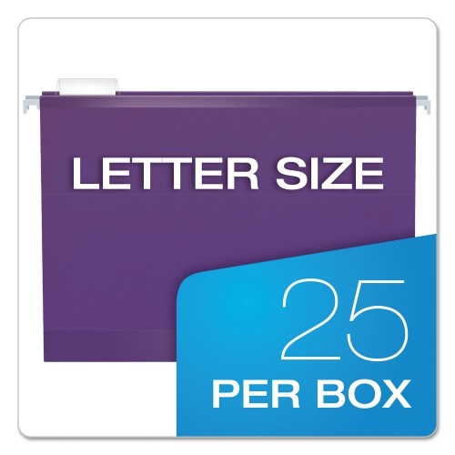 Pendaflex Colored Reinforced Hanging Folders, Letter Size, 1/5-Cut Tab, Assorted, 25/Box