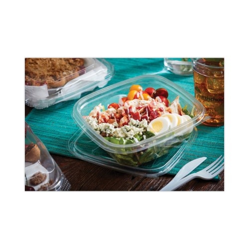 Pactiv Earthchoice Square Recycled Bowl, 32 Oz, 7 X 7 X 2, Clear, Plastic, 300/Carton