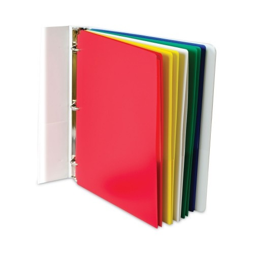 C-Line Two-Pocket Heavyweight Poly Portfolio Folder, 3-Hole Punch, Letter, Asst, 10/Pk