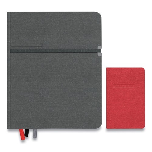 Tru Red Large Mastery Journal With Pockets, 1-Subject, Narrow Rule, Charcoal/Red Cover, 10 X 8 Sheets