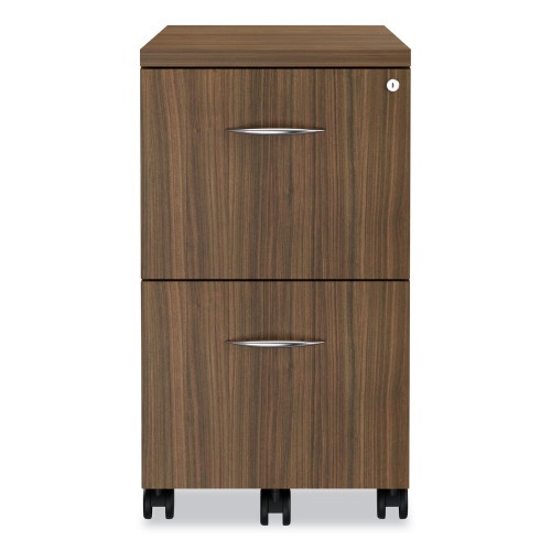 Alera Valencia Series Mobile Pedestal, Left Or Right, 2 Legal/Letter-Size File Drawers, Modern Walnut, 15.38" X 20" X 26.63"