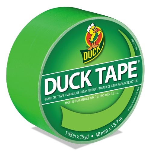 Duck Colored Duct Tape, 3" Core, 1.88" X 15 Yds, Neon Green
