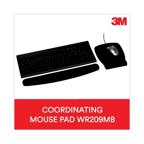3M Antimicrobial Foam Mouse Pad Wrist Rest, Nonskid Base, Black