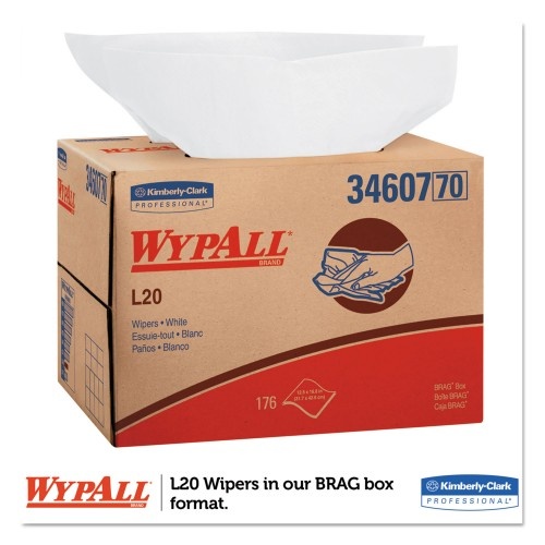Wypall L20 Towels, Brag Box, 12 1/2 X 16 4/5, Multi-Ply, White, 176/Box