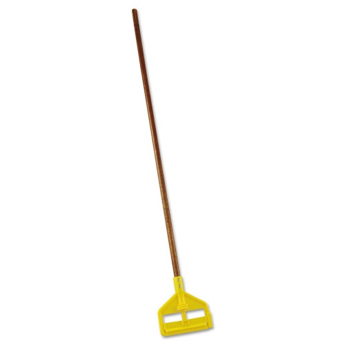 Rubbermaid Commercial Invader Wood Side-Gate Wet-Mop Handle, 54", Natural/Yellow