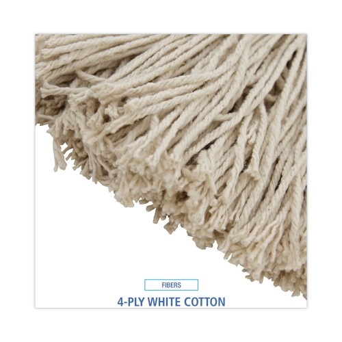 Boardwalk Mop Head, Economical Lie-Flat Head, Cotton Fiber, 20 Oz, White, 12/Carton
